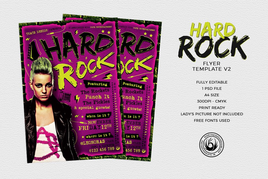 重金属摇滚音乐海报传单PSD模板V.2 Hard Rock Flyer PSD V2插图