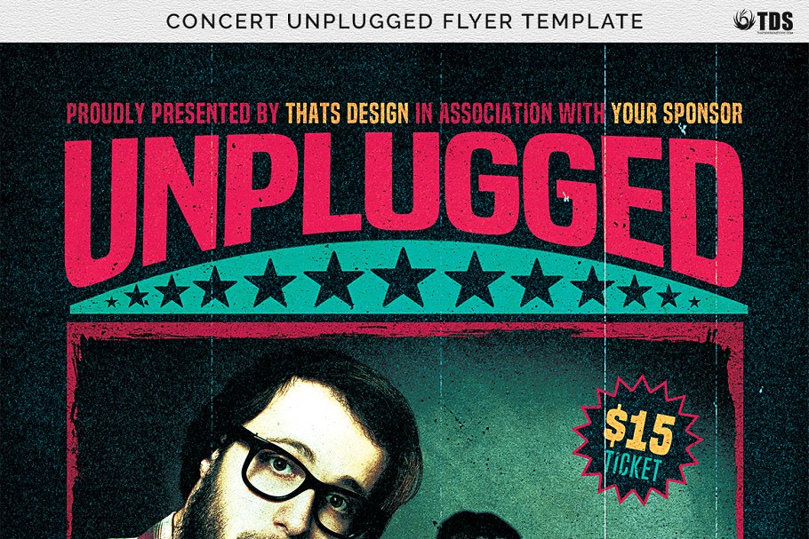 小众音乐派对活动传单PSD模板 Concert Unplugged Flyer PSD插图(6)