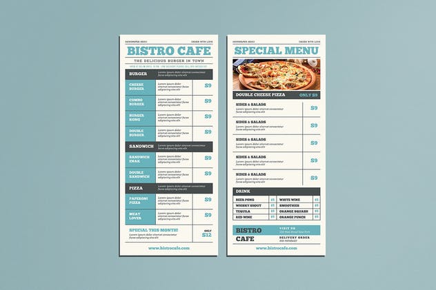 报纸设计风格西餐菜单模板套装 Newspaper Style Menu Package插图(3)