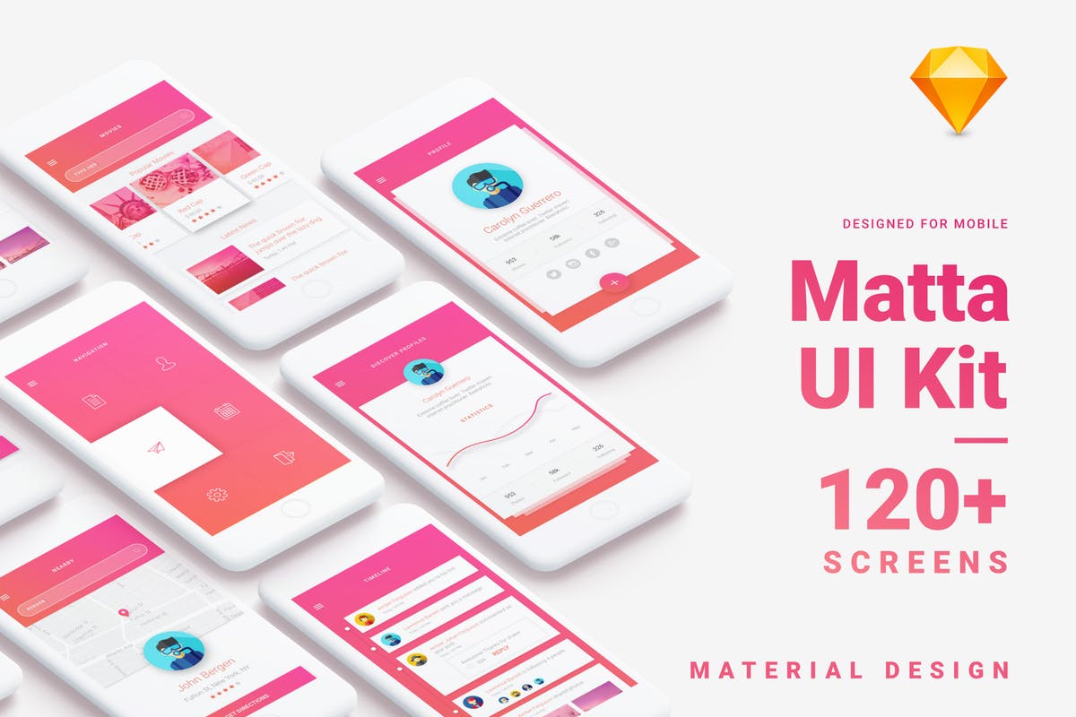 基于谷歌移动应用设计标准的UI套件 Matta – Material Design Mobile UI Kit插图