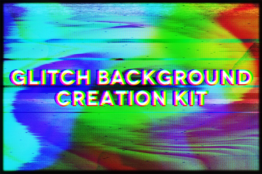 失真抽象信号丢失照片效果处理PS动作 Glitch Background Creation Kit插图