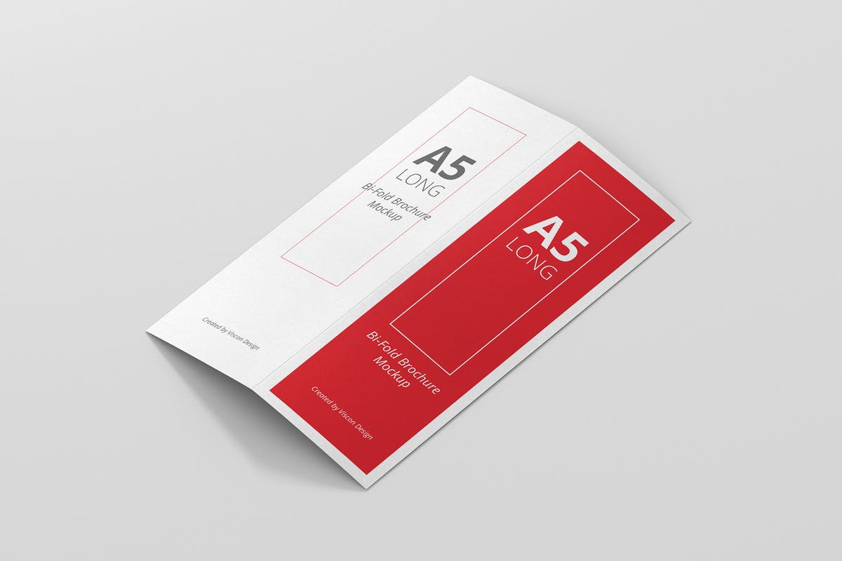 A5长方形双折页餐牌/宣传册样机 A5 Long Bi-Fold Brochure Mock-Up插图
