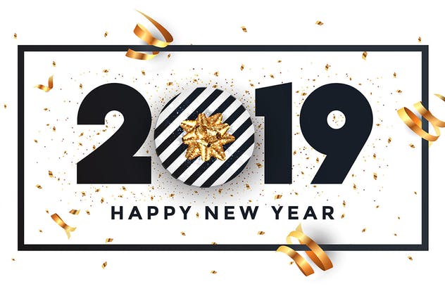 2019年新年猪年大红色贺卡设计模板 Happy New Year 2019 Greeting Cards插图(3)