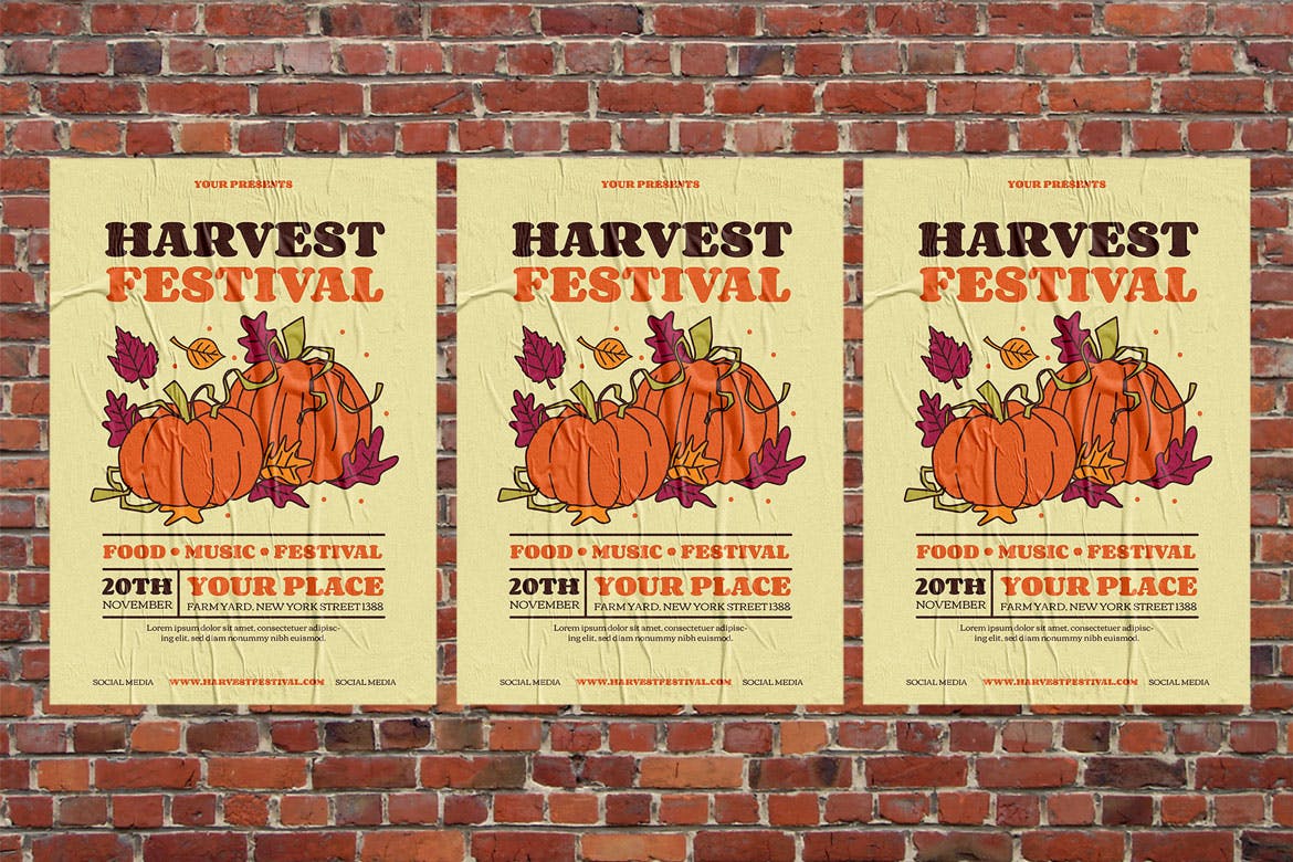 丰收节庆祝活动海报设计模板 Harvest Festival插图(3)