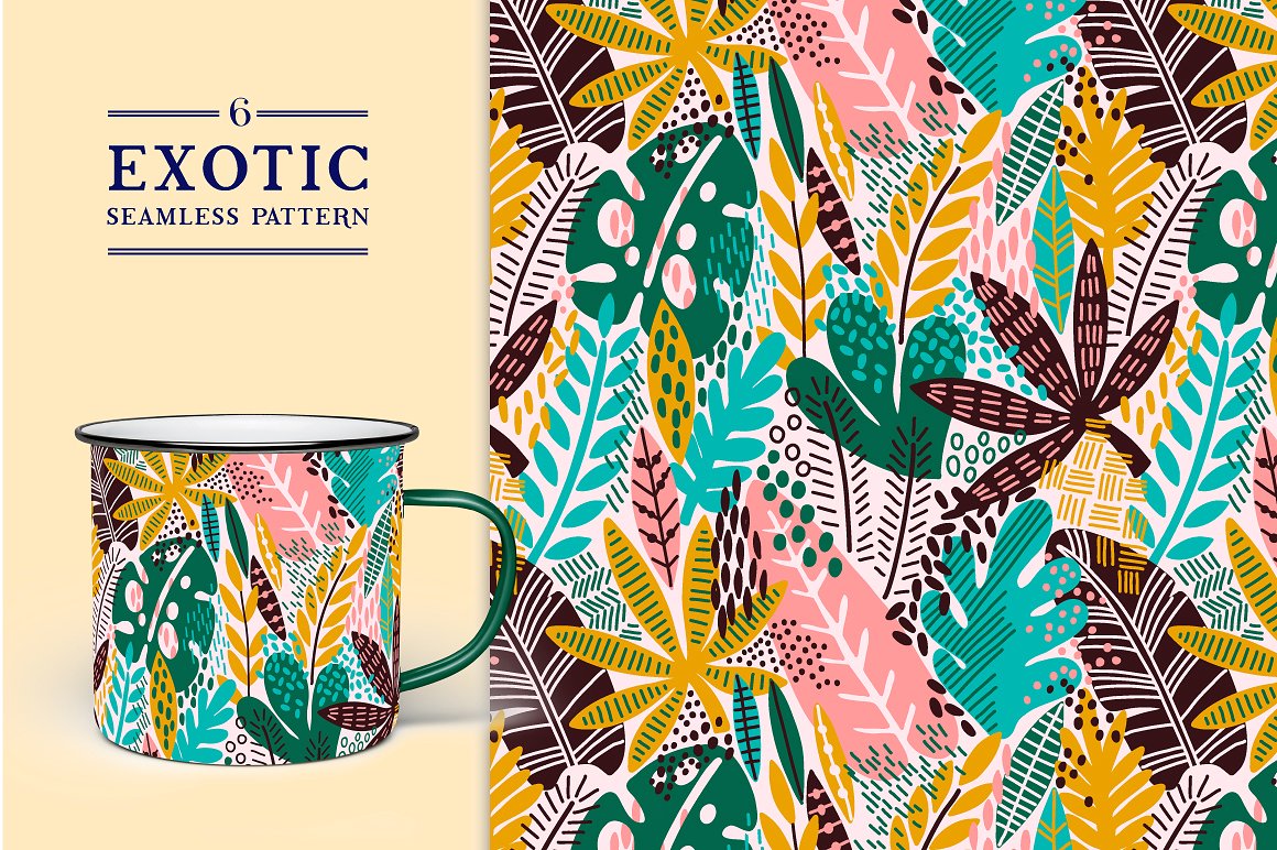 色彩鲜艳的异域风情叶子图案 Exotic leaves patterns插图(1)