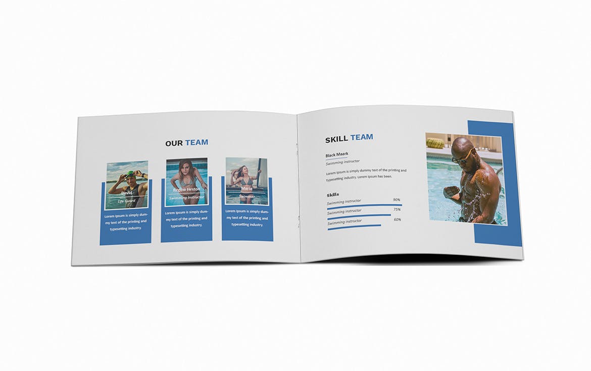 游泳培训招生简章/宣传册设计模板 Swimming A5 Brochure Template插图(8)