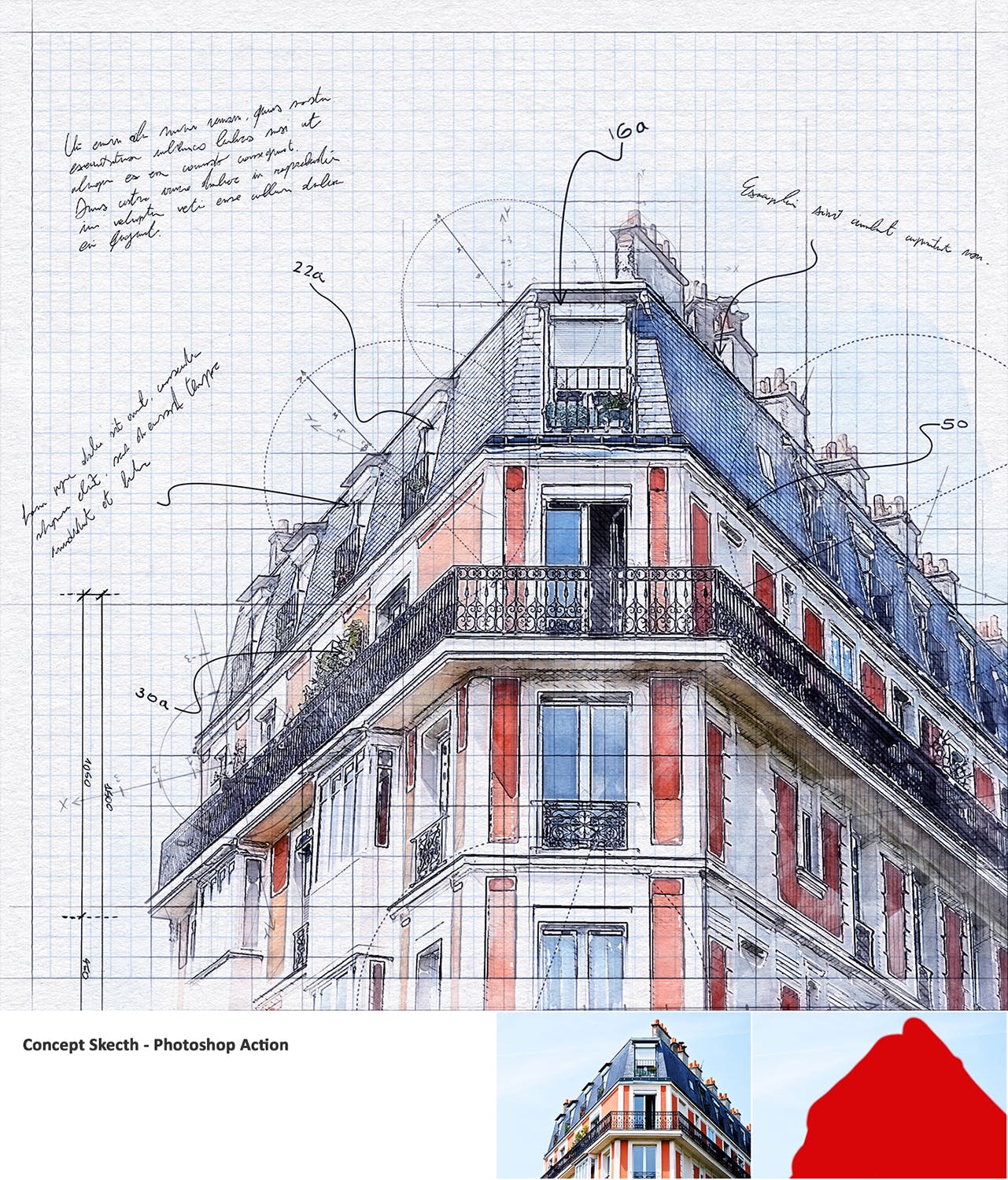建筑工程设计素描效果图一键生成PS动作 Concept Sketch – Photoshop Action插图(11)