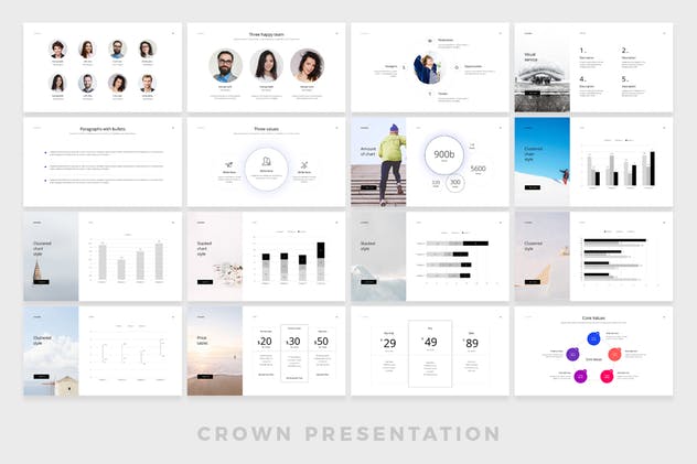 简单专业的企业PPT模板设计素材 CROWN Powerpoint Template插图(4)