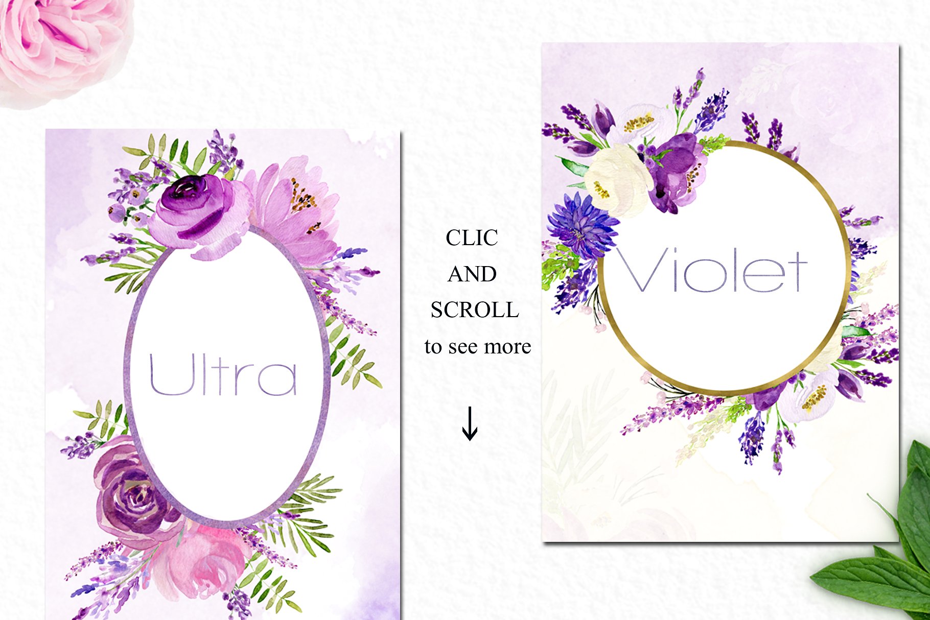 紫色水彩丁香花剪贴画 Ultraviolet watercolor lilac flowers插图(3)