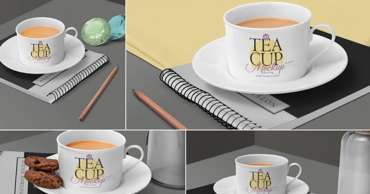 茶杯陶瓷杯外观设计样机模板 Tea Cup Mockup Scenes插图