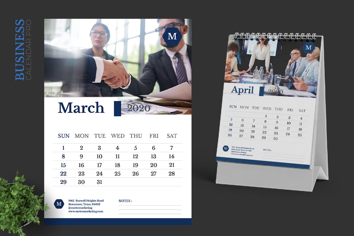 市场营销主题2020年活页台历设计模板 2020 Marketing Business Calendar Pro插图(2)
