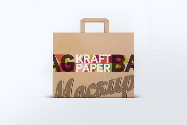 牛皮纸购物袋样机模板 Kraft Paper Bag Mock-Up插图(4)