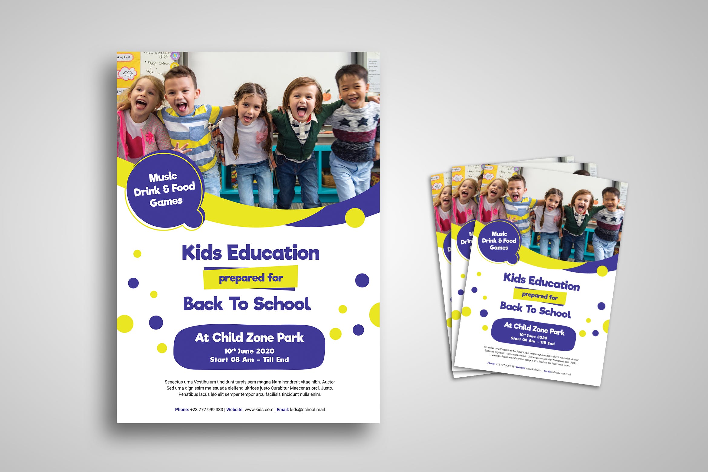 儿童教育主题开学季海报设计模板 Kids Education Flyer插图