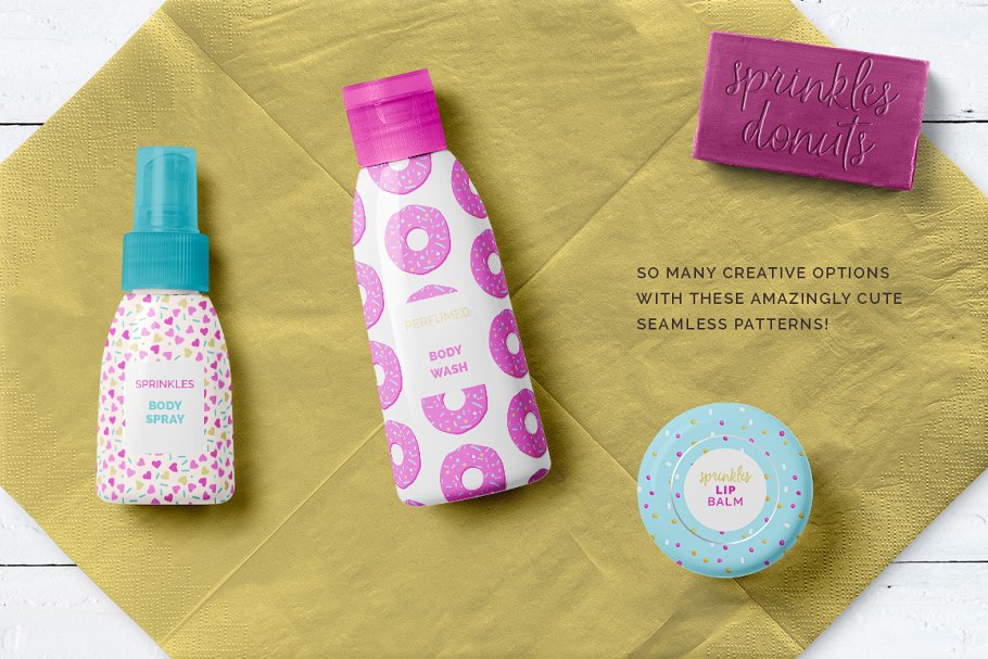 多彩糖粒和甜甜圈图案纹理 Sprinkles & Donuts Patterns插图(4)
