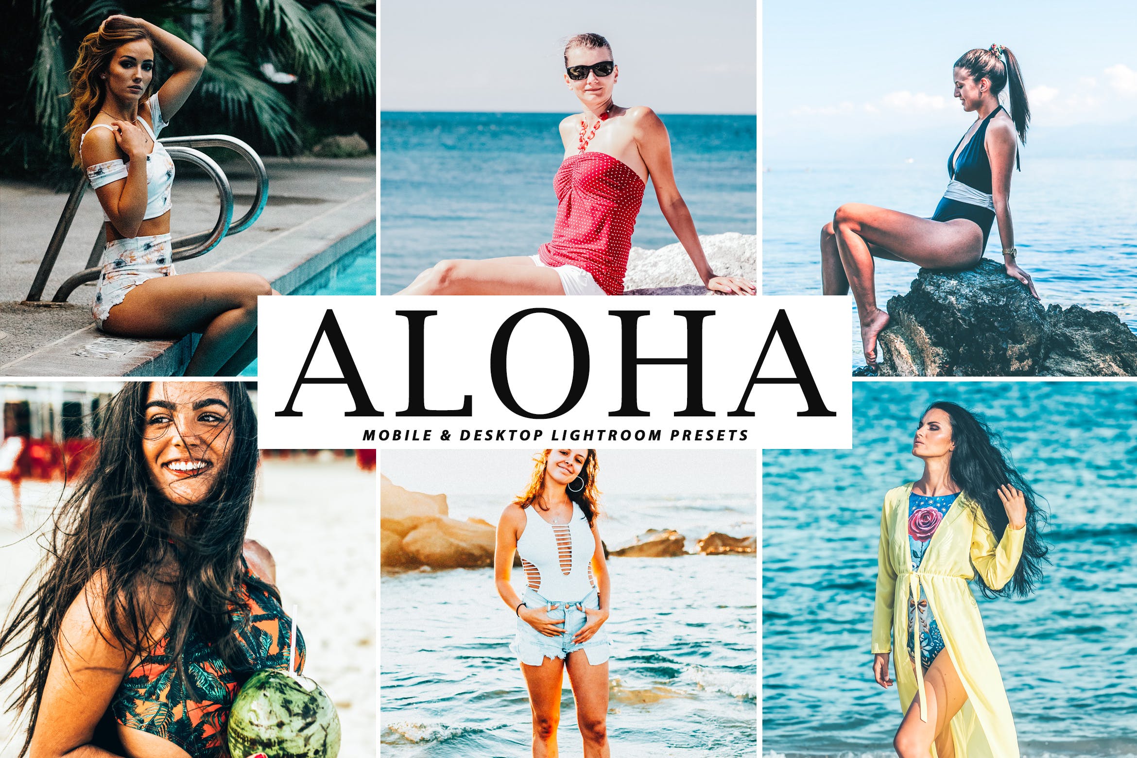 复古柔和色调沙滩泳衣装摄影后期处理LR调色预设 Aloha Mobile & Desktop Lightroom Presets插图