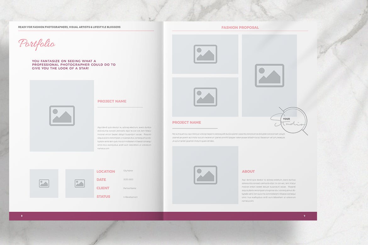 粉红时尚行业项目提案版式设计模板 Pink Fashion Proposal Layout插图(6)