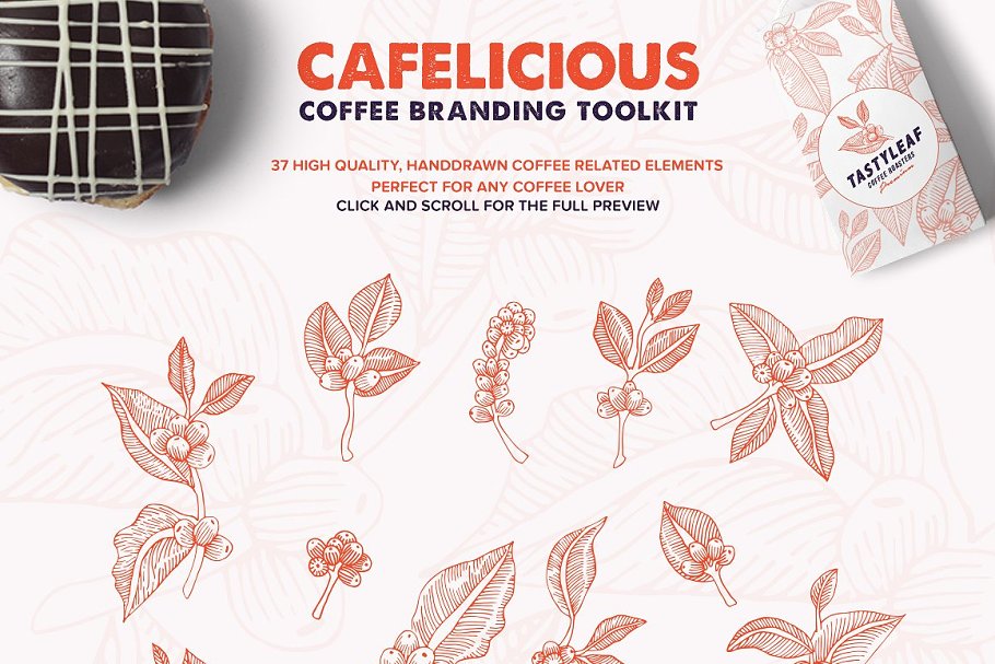 咖啡品牌专业Logo设计模板合集 Cafelicious – Coffee Branding Kit插图(1)