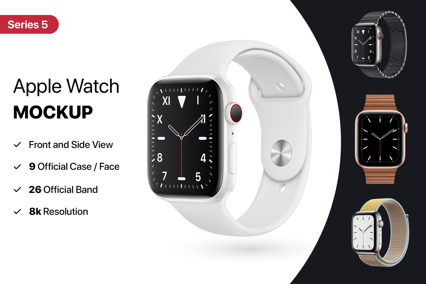 2019年第五代Apple Watch智能手表样机模板 Apple Watch Mockup Series 5插图