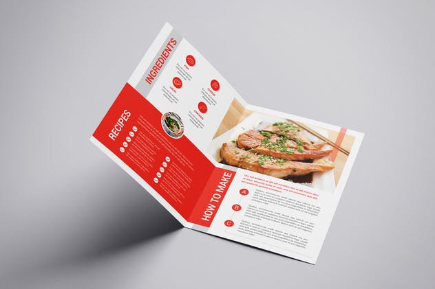 双折页美味食品宣传册INDD设计模板 Bifold food Brochure插图(2)