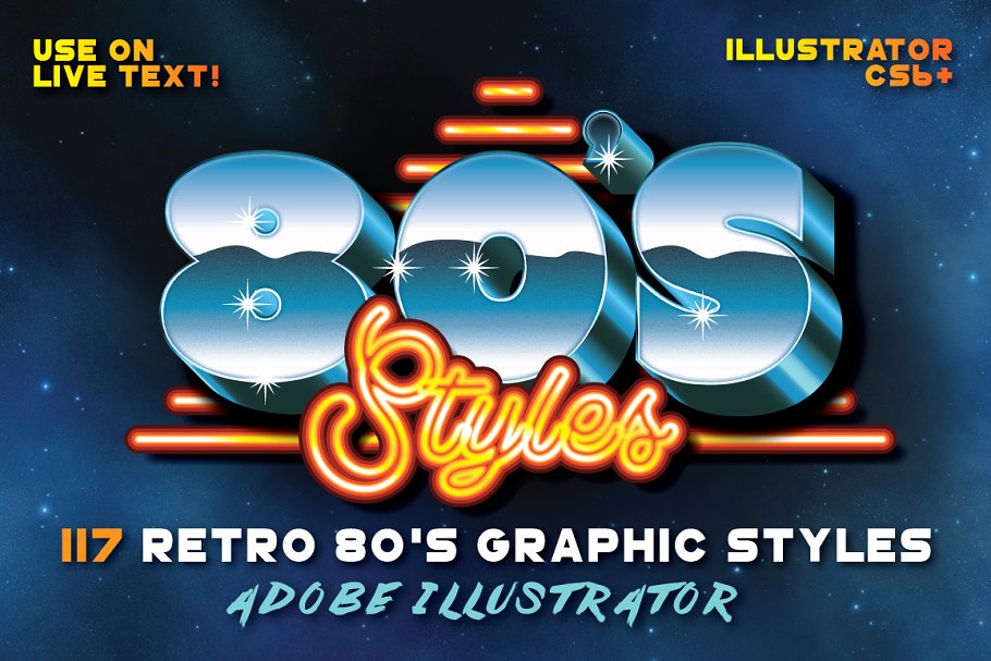 80年代复古文本图层样式 80’s Retro Graphic Styles插图