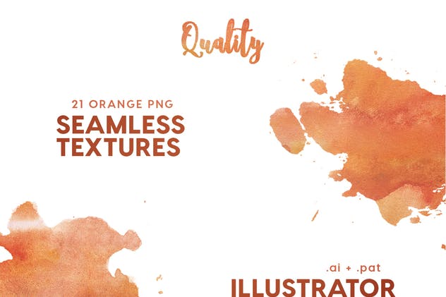 橙色手工水彩无缝背景纹理 Watercolor Seamless Textures – Orange Pack插图(3)