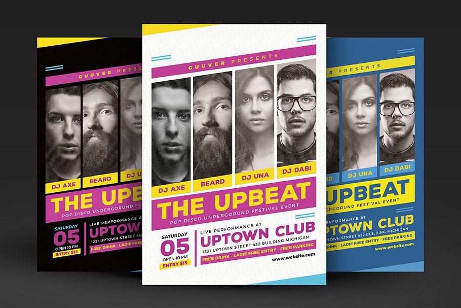 音乐派对音乐俱乐部活动海报传单模板 Upbeat Music Party Flyer插图