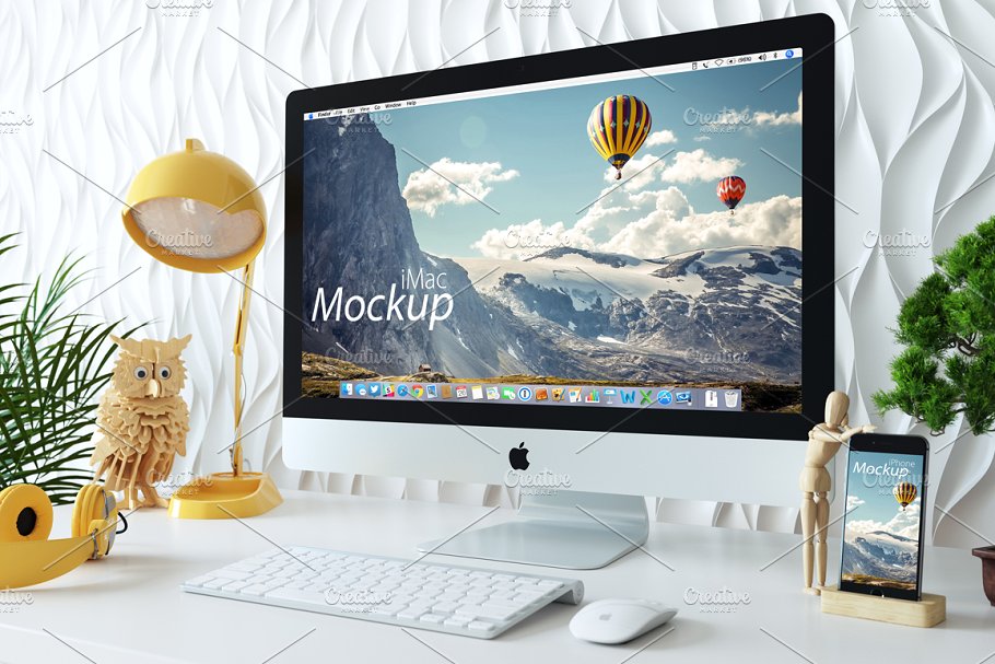 苹果一体机桌面显示样机模板 iMac Mockup (7 PSD) + Bonus插图(3)