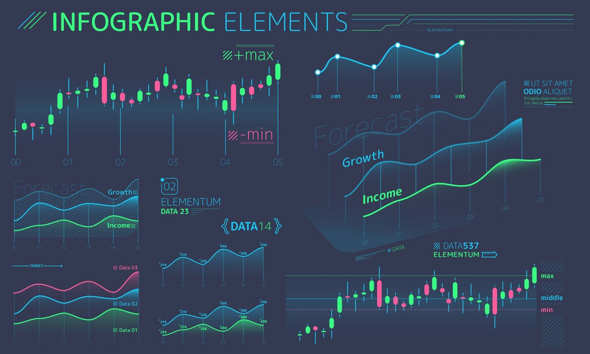扁平化设计风格信息图表数据演示设计素材 Flat Infographic Elements插图(10)