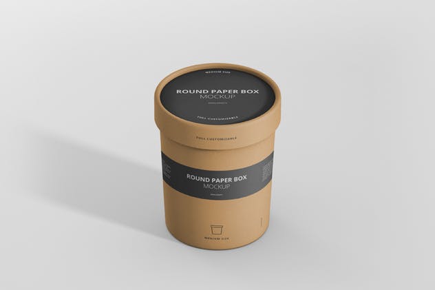 茶叶/咖啡中等尺寸纸筒包装样机模板 Paper Box Mockup Round – Medium Size插图(5)