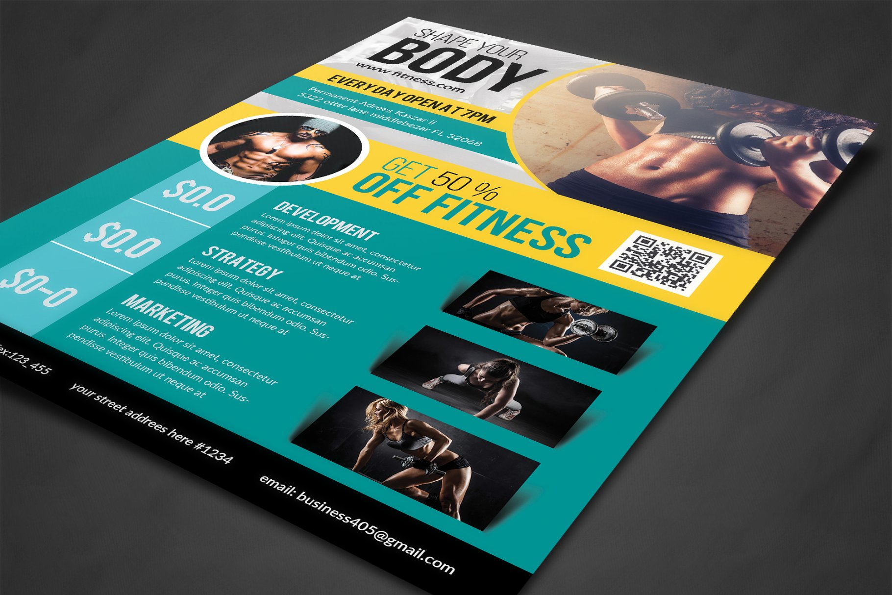 健身房活动海报模板 Fitness Flyer插图(1)