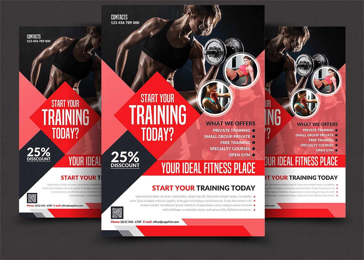 运动健身俱乐部促销活动宣传模板 Fitness Flyer插图