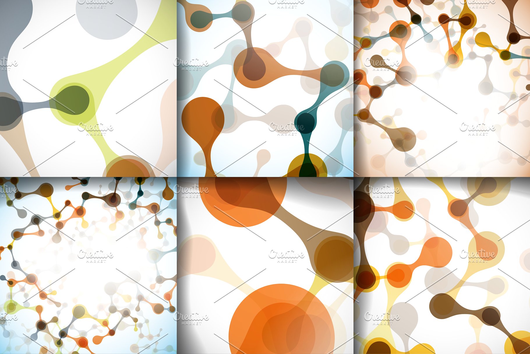分子结构抽象图形背景纹理 Big set with molecular backgrounds.插图(2)