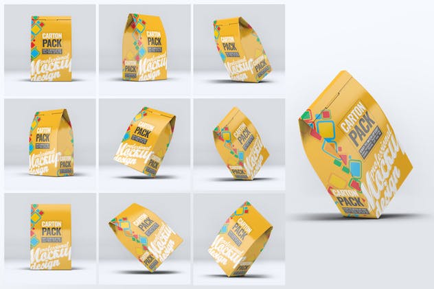 食品包装纸盒样机设计模板 Carton Box Pack Mock-Up插图(1)