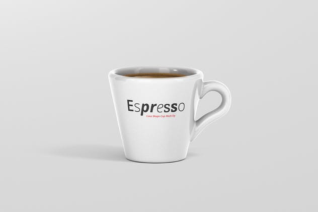 逼真咖啡杯马克杯样机模板 Espresso Cup Mockup – Cone Shape插图(9)