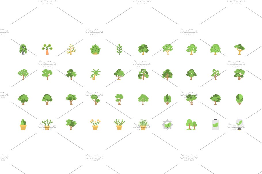 170个扁平化大自然植物彩色图标 170 Flat Nature Icons插图(3)