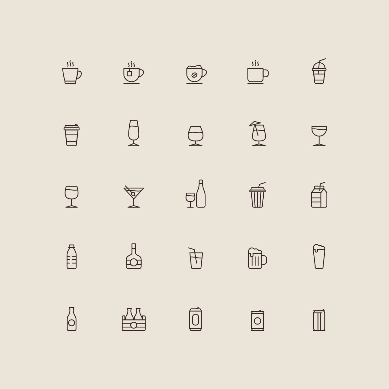 饮料主题系列矢量线性图标 Beverage Line Icons插图