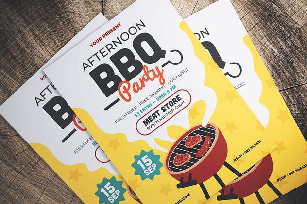 BBQ烧烤活动海报传单设计模板 Barbeque Party Flyer插图(1)