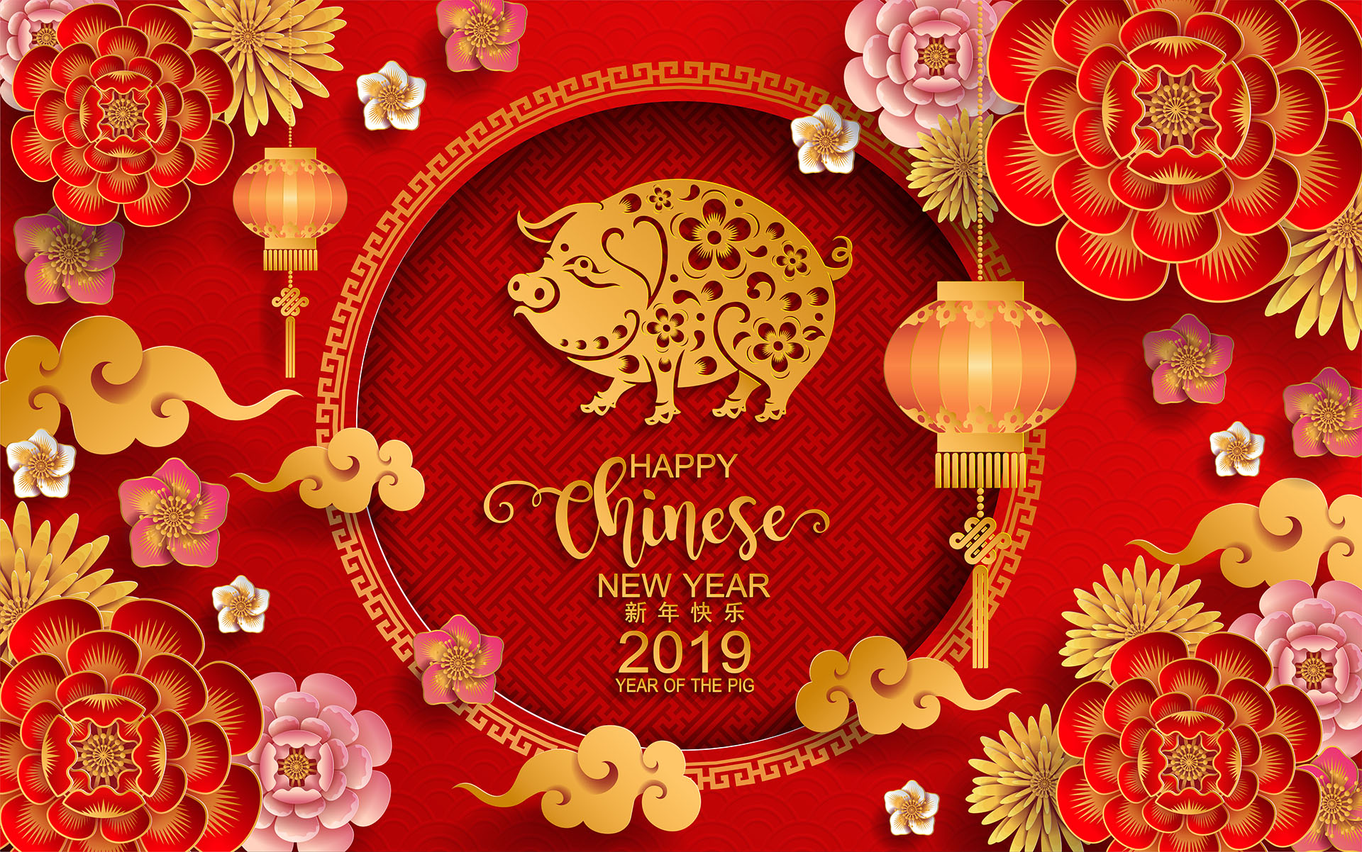高品质的2019新年春节猪年元素矢量素材