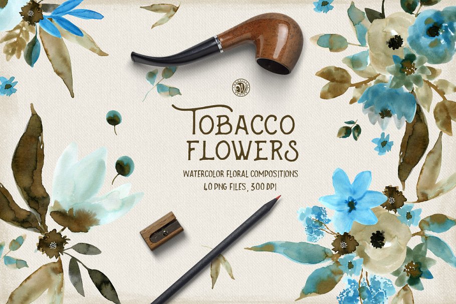 水彩烟草花花卉剪贴画素材集 Tobacco Flowers插图
