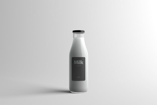 玻璃牛奶瓶牛奶品牌Logo设计展示样机模板 Milk Bottle Packaging Mock-Up插图(6)