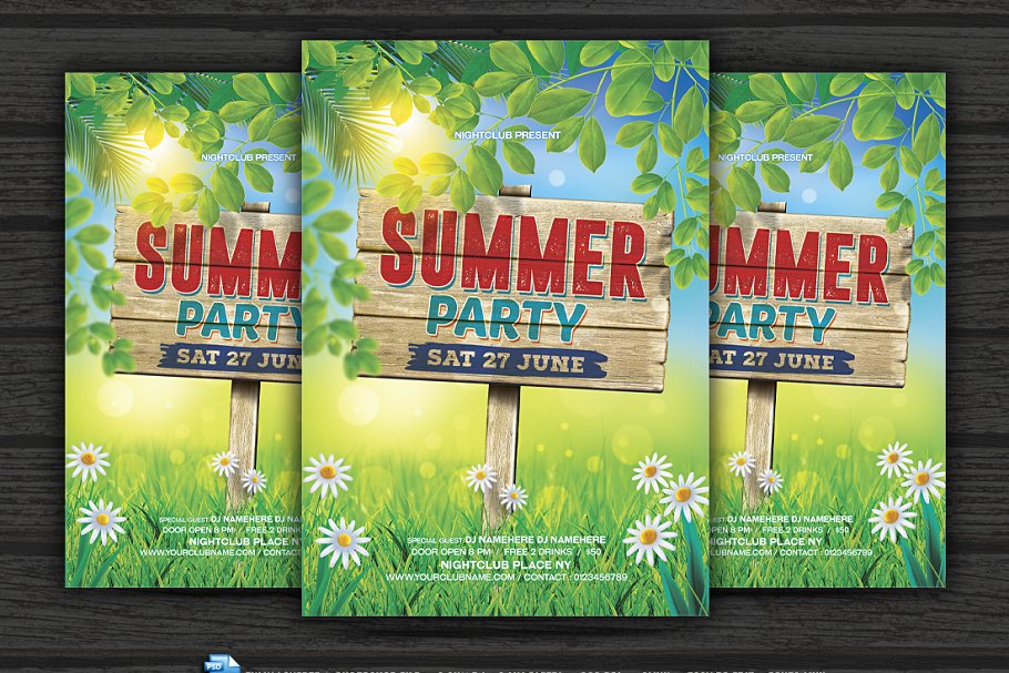 夏日盛会派对传单模板 Summer Party Flyer插图