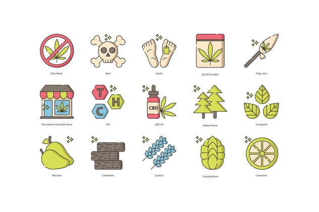 84枚大麻&草药主题图标 84 Marijuana & Weed Icons | Hazel Series插图(3)