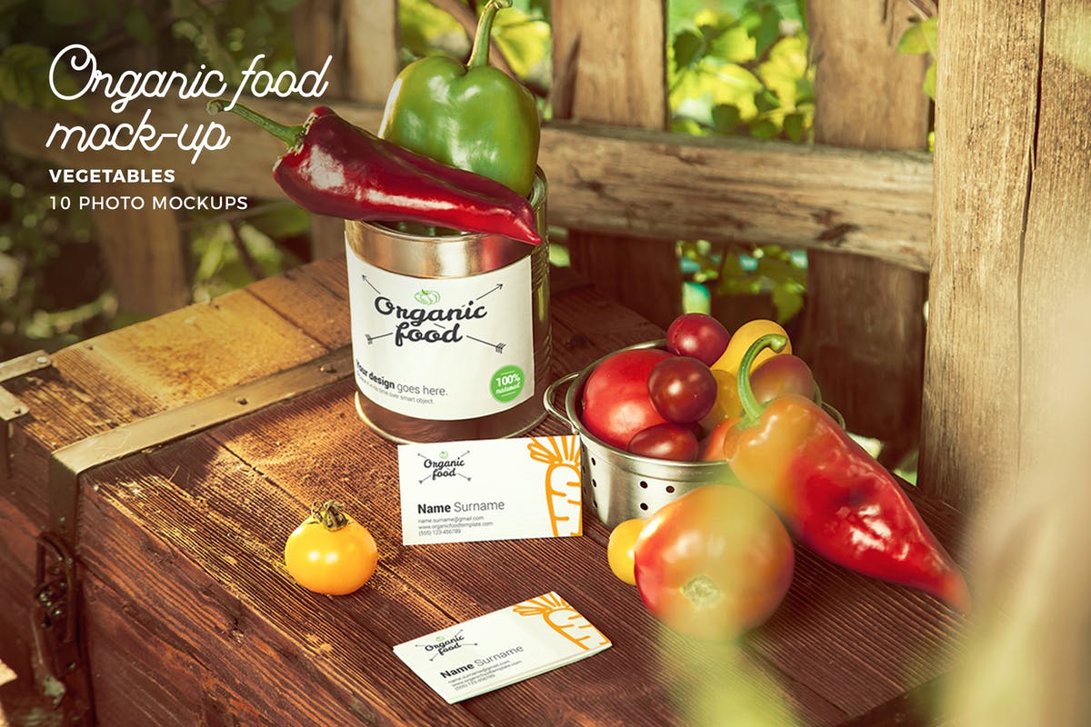 有机天然食物品牌样机模板 Organic Food Photo Mockup / Vegetables插图