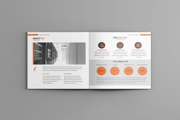 简约风格方形企业介绍手册设计模板 Square Company Profile插图(3)