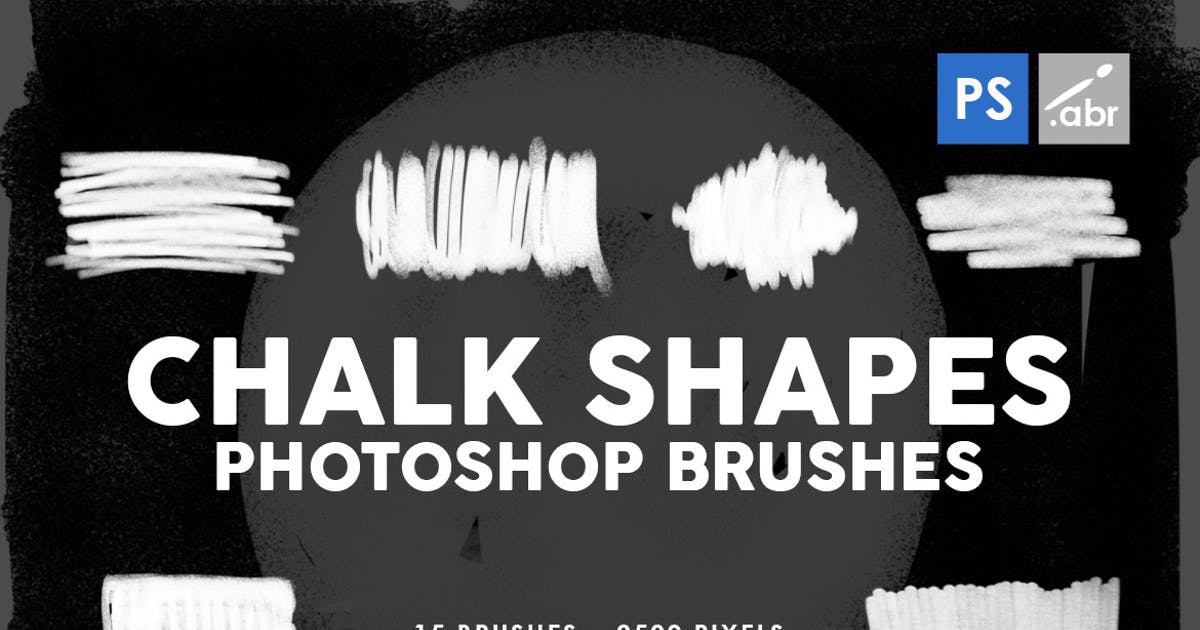 15个粉笔图案形状PS印章笔刷 15 Chalk Shapes Photoshop Stamp Brushes插图