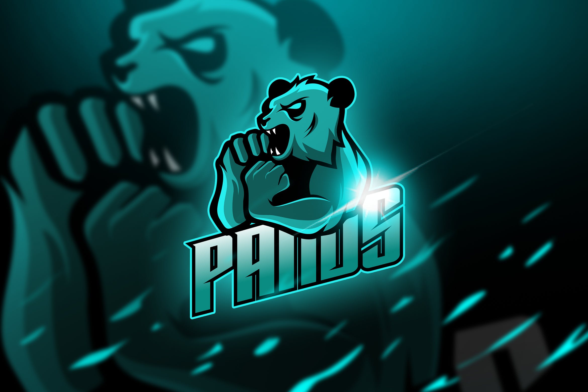 愤怒的灰熊电子竞技吉祥物Logo标志设计模板 Pand – Mascot & Logo Esport插图