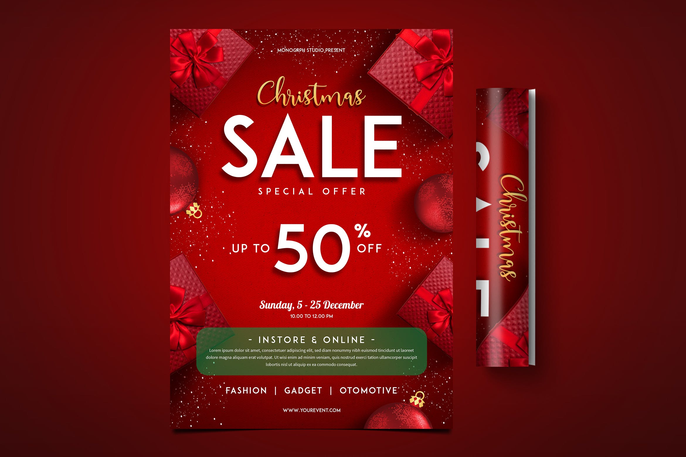 圣诞节礼物促销活动海报传单设计模板 Christmas Sale Flyer插图
