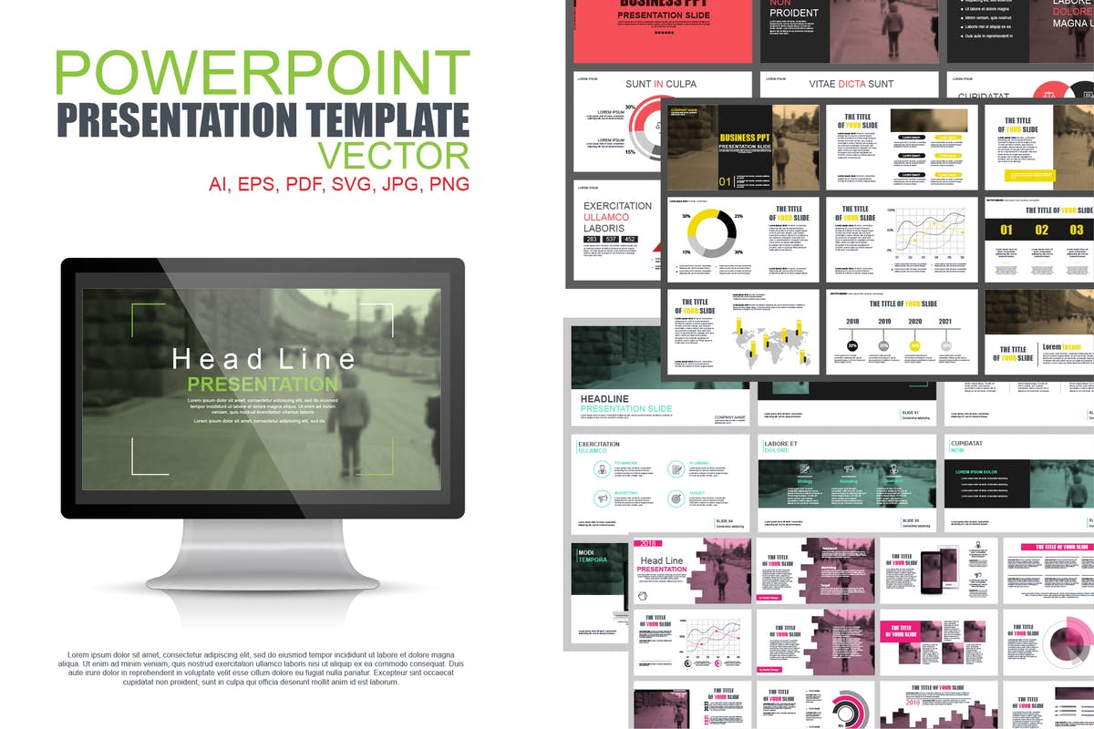 企业年度图表报告PPT幻灯片模板 Powerpoint Templates插图