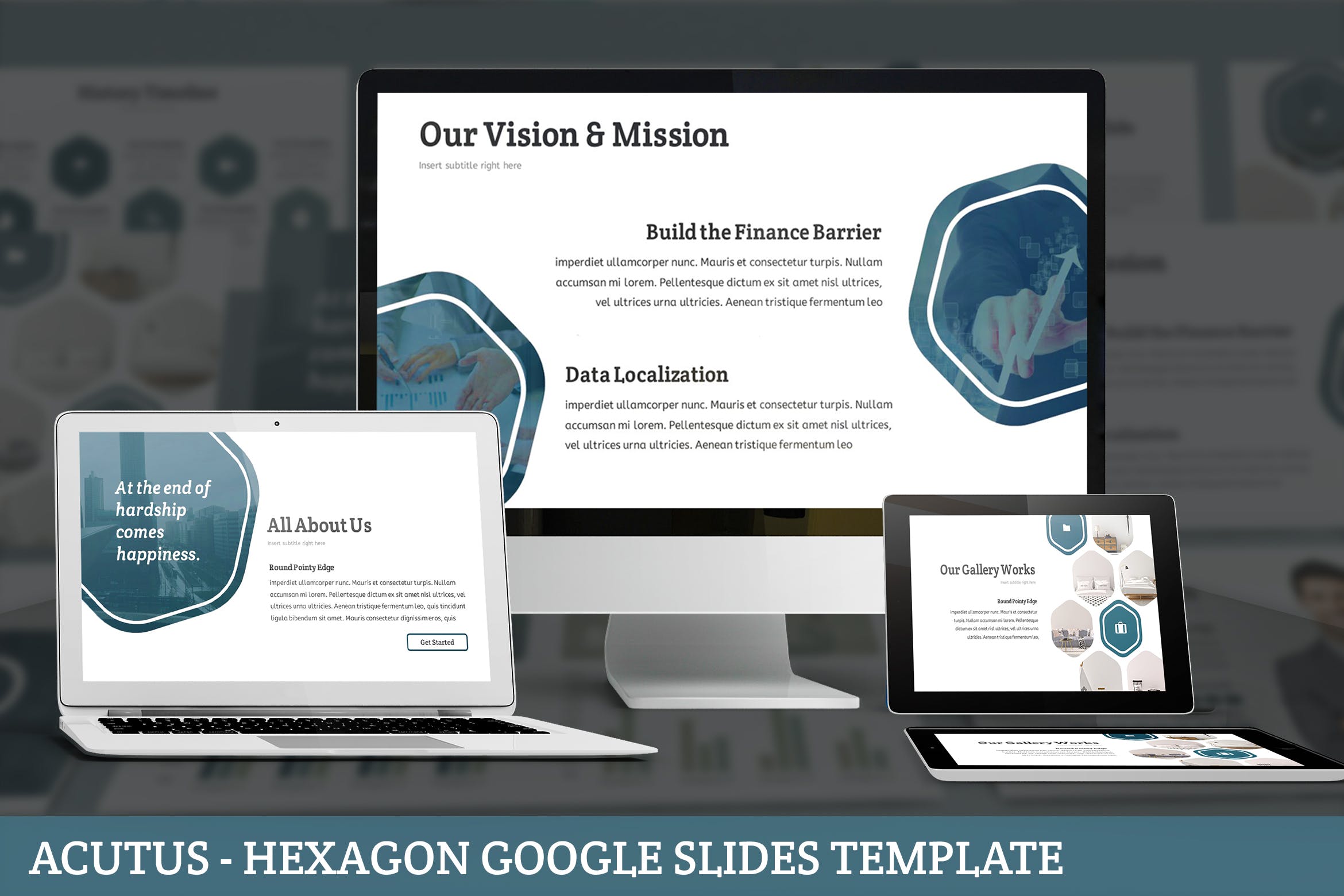 初创型科技企业融资计划书谷歌幻灯片模板 Acutus – Hexagon Google Slides Template插图