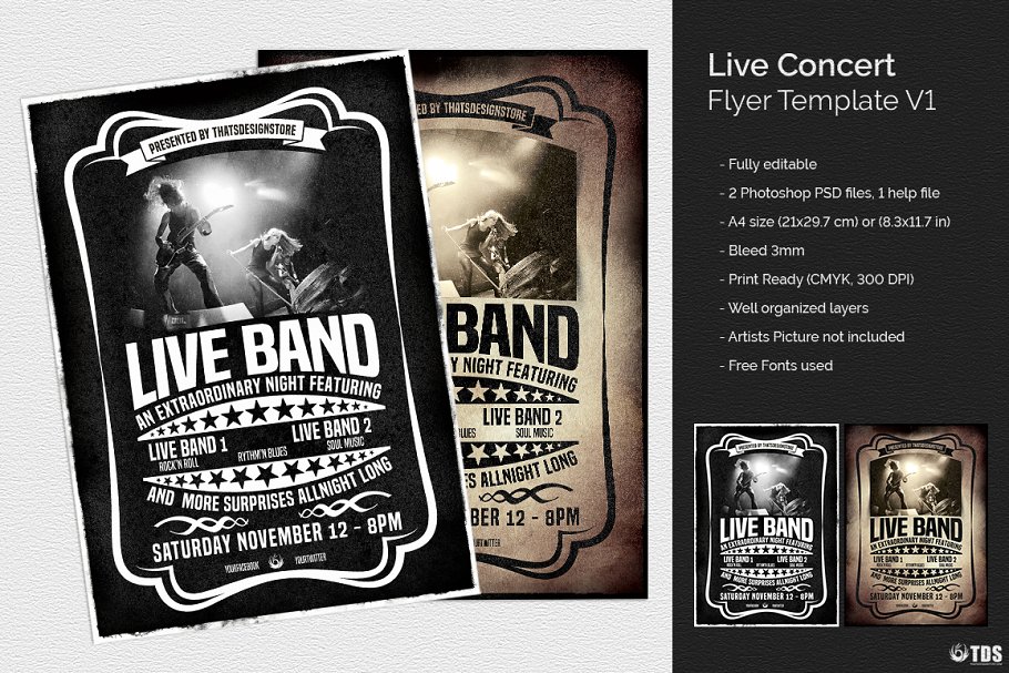 现场音乐会海报传单PSD模板 V1 Live Concert Flyer PSD V1插图